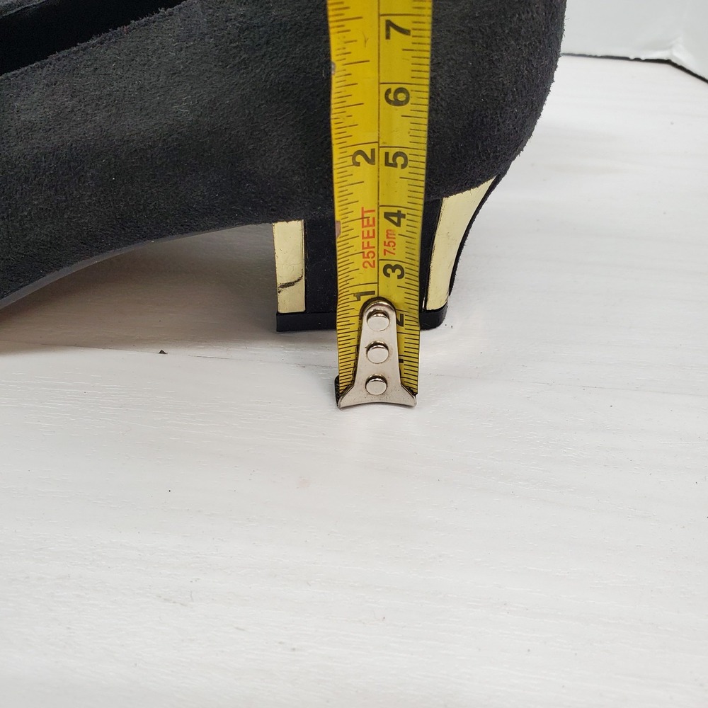 The Touch Of NINA Black Suede Leather Classic Evening Dress Heel Pump Size 6 M - Picture 8 of 16